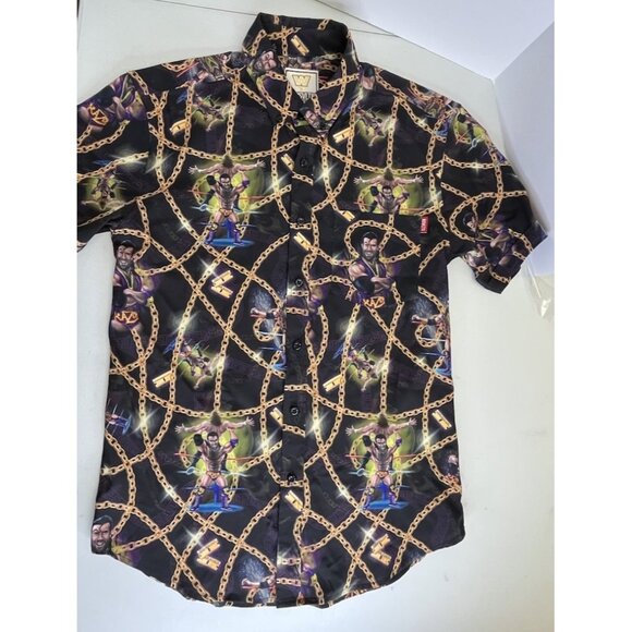 RSVLTS WWE Razor Ramone Short Sleeve Shirt Men's Small Black Button Up Wrestling - Picture 1 of 13